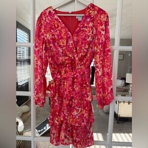 Floral Pink Wrap Dress